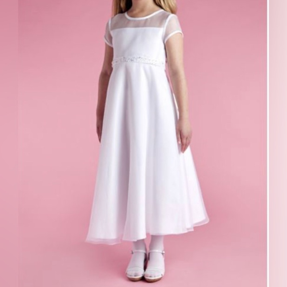 EUC - Lauren Marie - Girls First Communion Dress (Size:14x) & Flower/Pearl Vail